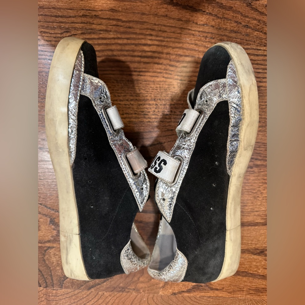 Golden Goose Black and Silver Velcro Sneakers, Sz. 8 (38) - Picture 10 of 11